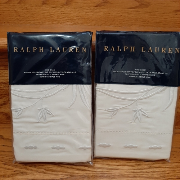 Ralph Lauren KING Islesboro Hillsboro Shams MSRP $430 Cream - Picture 10 of 14